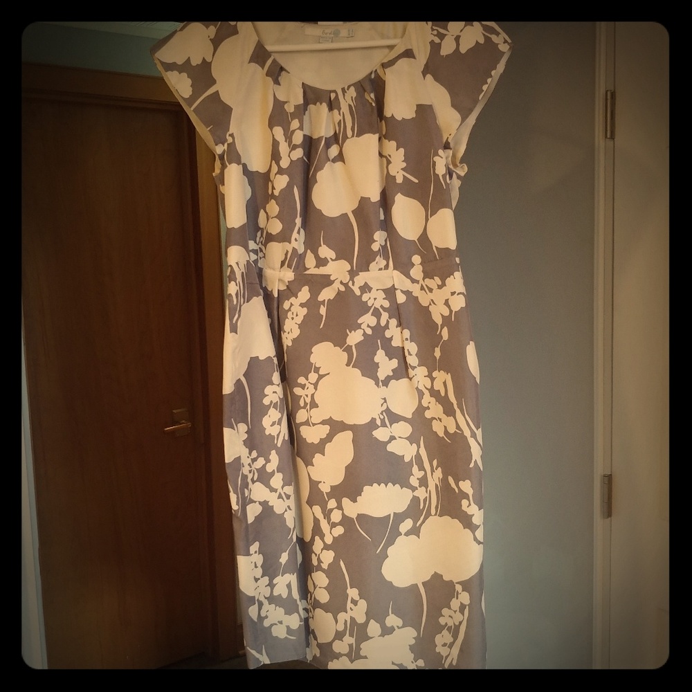 Boden Light Grey and Cream Silk Dress